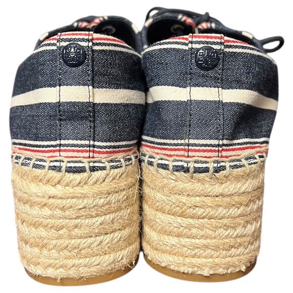 Tory Burch Striped Platform Espadrille Lace Up Shoes Style 8099 - Size 6.5M - Picture 6 of 12